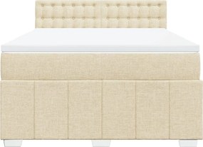 vidaXL Κρεβάτι Boxspring με Στρώμα Κρεμ 140x200 εκ. Υφασμάτινο