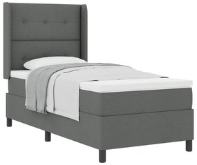 vidaXL κρεβάτι box spring  με στρώμα σκοτεινό γκρι 100x200 εκ. υφασμάτινο