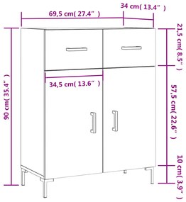 Ντουλάπι Καπνιστή Δρυς 69,5 x 34 x 90 εκ. Επεξεργασμένο Ξύλο - Καφέ