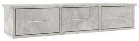 Ράφι Τοίχου με Συρτάρια Γκρι Σκυροδ. 88x26x18,5 εκ. Μοριοσανίδα - Γκρι