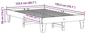 Σκελετός Κρεβ. Χωρίς Στρώμα Λευκό 120x190 εκ Μασίφ Πεύκο - Λευκό