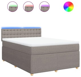 vidaXL Κρεβάτι Boxspring με Στρώμα Taupe 140x190 εκ. Υφασμάτινο