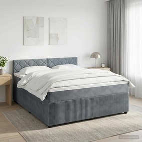 vidaXL Κρεβάτι box spring με στρώμα Σκούρο Γκρι 140 x 200 cm Βελούδο