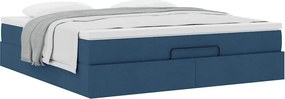 vidaXL Οθωμανικό κρεβάτι με στρώμα μπλε 160x200cm ύφασμα