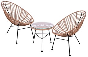 ΣΕΤ ΕΞΩΤΕΡΙΚΟΥ ΧΩΡΟΥ 3ΤΜΧ ALLEGRA HM10335 ΜΠΕΖ WICKER-ΜΕΤΑΛΛΟ