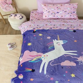 Κουβερτοπάπλωμα Παιδικό SW102 Purple Palamaiki Μονό 160x220cm Flannel.Sherpa