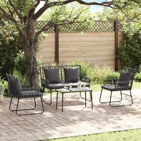 vidaXL Σέτ φαγητού για κήπο 3 pcs Μαύρο, Ανθρακί Πολυ rattan, ατσάλι