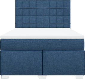 vidaXL Κρεβάτι Boxspring με Στρώμα Μπλε 140x190 εκ. Υφασμάτινο