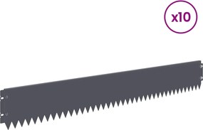 vidaXL Περίγραμμα γκαζόν 10 τμχ. 103 x 15 εκ Steel Ανθρακί
