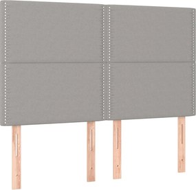 vidaXL Κρεβάτι Boxspring με Στρώμα &amp; LED Αν.Γκρι 140x200εκ. Υφασμάτινο