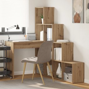 vidaXL Γωνιακό γραφείο με ράφι artisan δρυς 101.5 x 149.5 x 149.5 εκ.