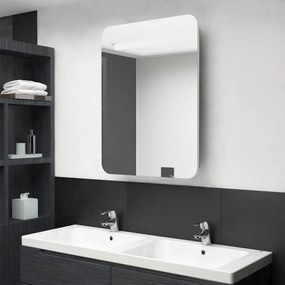 Καθρέφτης Μπάνιου με Ντουλάπι &amp; LED Λευκό/Δρύς 60x11x80 εκ. - Λευκό