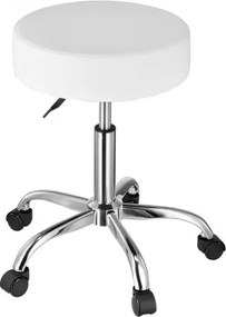 VEVOR Round Rolling Stool Swivel Work Stool with Wheels Height Adjustable White