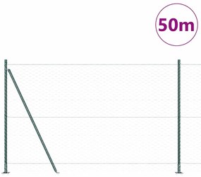vidaXL Φράχτης με Στήλες. Πράσινο 1.6 x 50 m Ατσάλι με επικάλυψη PVC