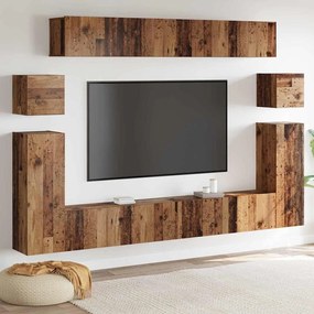 vidaXL Σετ επίπλου τηλεόρασης με ράφι 8 pcs Παλιό ξύλο