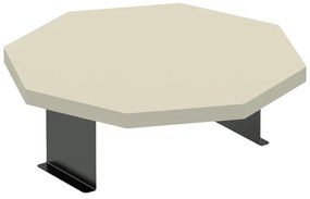 Βοηθητικό τραπεζάκι Linea pakoworld σε απόχρωση κρέμα με μαύρα μεταλλικά πόδια Φ34x10εκ