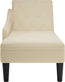 vidaXL Ανάκλιντρο Κρεμ Υφασμάτινο με Μαξιλάρι και Μπράτσο