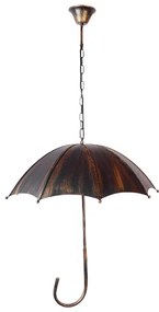 GloboStar UMBRELLA 01406 Vintage Industrial Κρεμαστό Φωτιστικό Οροφής Πολύφωτο 5 x E27 Μαύρο Καφέ Σκουριά Μεταλλικό Φ58 x Υ60cm