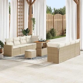 vidaXL Σετ Καναπέ Κήπου 11 pcs μπεζ και κρεμ 90 x 55 x 71 cm