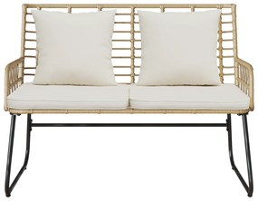 vidaXL Παγκάκι κήπου Καφέ, Μαύρο, Κρέμα Πολυ rattan, ατσάλι