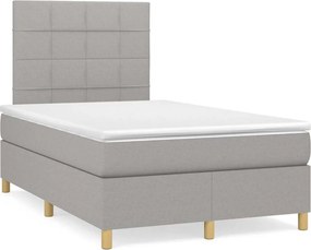 vidaXL Κρεβάτι Boxspring με Στρώμα &amp; LED Αν.Γκρι 120x190εκ. Υφασμάτινο