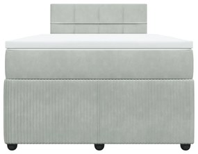 Κρεβάτι Boxspring με Στρώμα Ανοιχτό Γκρι 120x190 εκ. Βελούδινο - Γκρι