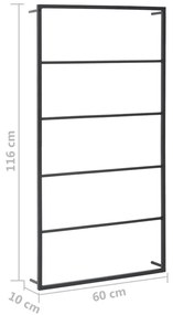 vidaXL Βάση για Πετσέτες Επιτοίχια Μαύρη 60 x 10 x 116 εκ. Ατσάλινη