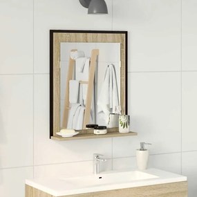 vidaXL Καθρέφτης μπάνιου  με ράφι Sonoma Oak 50x12x60 εκ. Επεξεργασμένο ξύλο