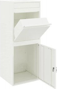 vidaXL Θυρίδα Πακέτων με αποθήκευση Λευκό 41 x 38 x 103 εκ Ατσάλι
