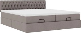 vidaXL Οθωμανικό κρεβάτι με στρώματα Taupe 160x200cm ύφασμα
