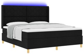 vidaXL Κρεβάτι Box Spring με Στρώμα & LED Μαύρο 180x200 εκ Υφασμά