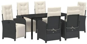 vidaXL Σέτ φαγητού για κήπο 7 pcs Μαύρο συνθετικό ρατάν