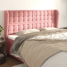 Κεφαλάρι με Πτερύγια Ροζ 163x23x118/128 εκ. Βελούδινο - Ροζ
