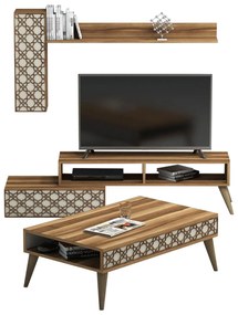 LIVING ROOM COMPOSITION  2PCS MELAMINE IN WALNUT-CREAM