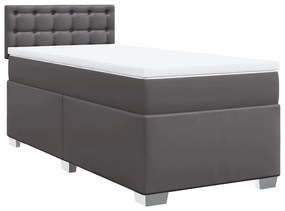 Κρεβάτι Boxspring με Στρώμα Γκρι 80 x 200 εκ. Συνθετικό Δέρμα - Γκρι