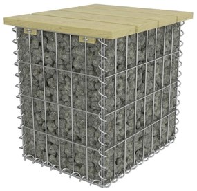 vidaXL Υποπόδιο Κήπου Γκρι 40x40x45εκ. Γαλβ. Χάλυβας Μασίφ Ξύλο Πεύκου