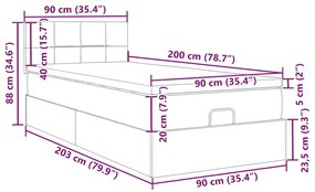 Οθωμανικό κρεβάτι με στρώμα μπλε 90x200cm ύφασμα - Μπλε