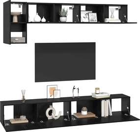 vidaXL Σετ επίπλου τηλεόρασης 5 pcs Μαύρη Οξυά Επεξεργασμένο ξύλο