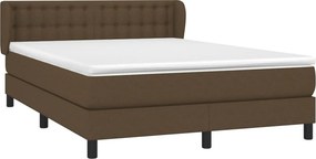 vidaXL Κρεβάτι Boxspring με Στρώμα Σκούρο Καφέ 140x190 εκ. Υφασμάτινο