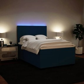 vidaXL Κρεβάτι Boxspring με Στρώμα Μπλε 140x200 εκ. Βελούδινο