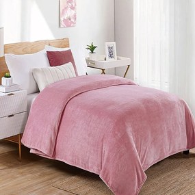 Κουβέρτα Fleece 01 Cashmere Pink DimCol Queen Size 220x240cm Πολυέστερ