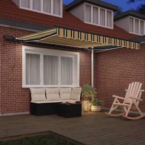 vidaXL Χειροκίνητη τέντα με ηλιακό LED 3 x 2,5 m