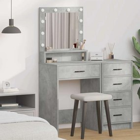vidaXL Τραπέζι Ε dressing με LED Φώτα Γκρι Σκυρόδεμα 50x41x135 εκ.
