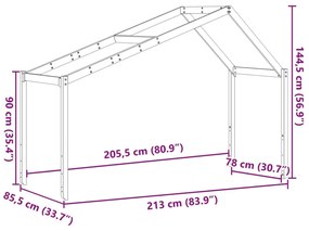 Οροφή Κρεβατιού Παιδική Καφέ 213x85,5x144,5εκ Μασίφ Ξύλο Πεύκου - Καφέ