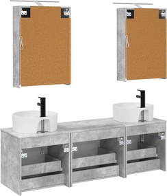 vidaXL Σετ Ντουλαπιών Μπάνιου 5 pcs Γκρι Σκυροδέματος