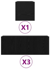vidaXL Σετ επίπλου τηλεόρασης 4 pcs Μαύρη δρυς 80 x 30 x 30 εκ