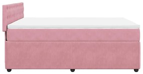 vidaXL Κρεβάτι Boxspring με Στρώμα Ροζ 160x200 εκ. Βελούδινο