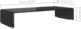 vidaXL Βάση Τηλεόρασης/Οθόνης Μαύρη 70 x 30 x 13 εκ. Γυάλινη