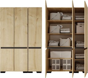 Ντουλάπα Sapphire Δρυς / Ανθρακί DREFIVE 135x52x210