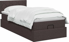vidaXL Κρεβάτι Ottoman με στρώμα Σκούρο Καφέ 90 x 200 cm Ύφασμα
